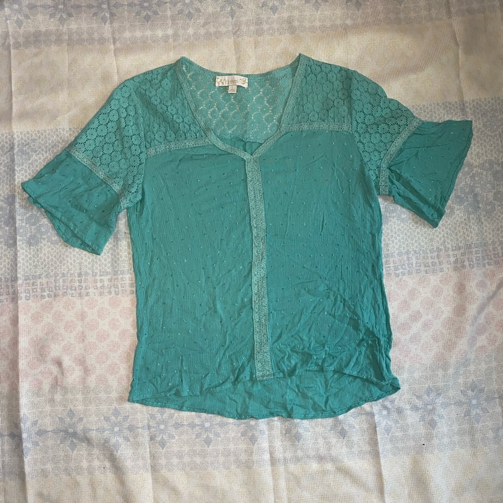 Susan Betro Teal Boho Top